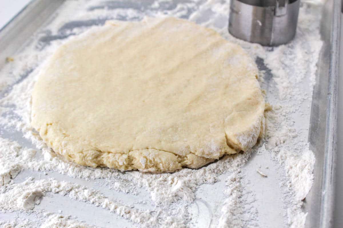 Roll the dough out to about ½" thick.