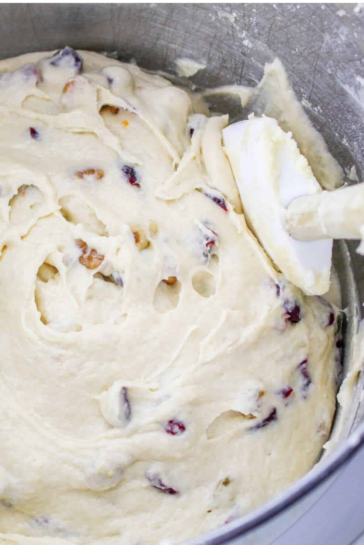 dough with raisins and nuts mixed in.