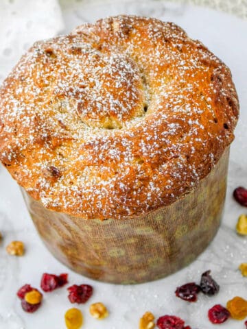 baked panettone christmas cake.