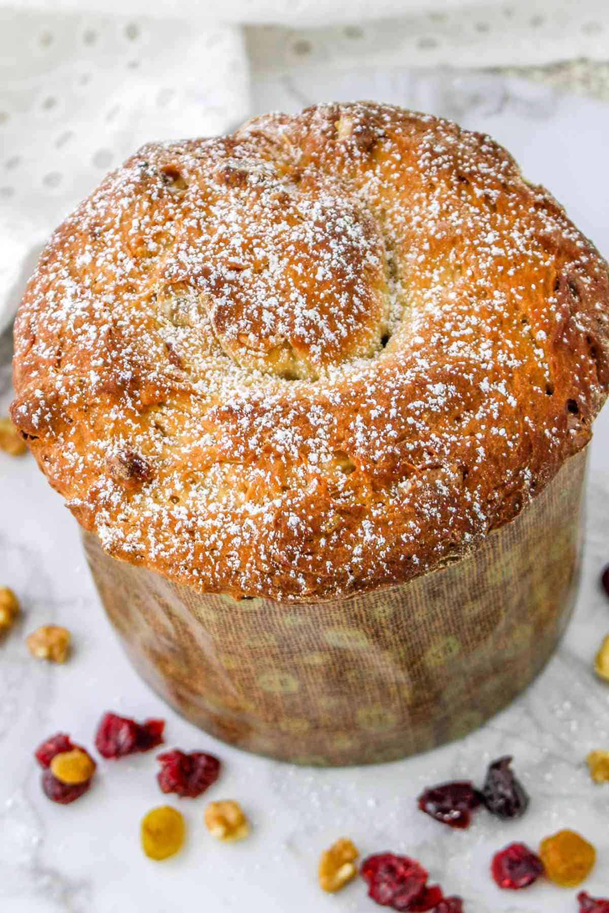 Panettone Bread, Italian Christmas cake.