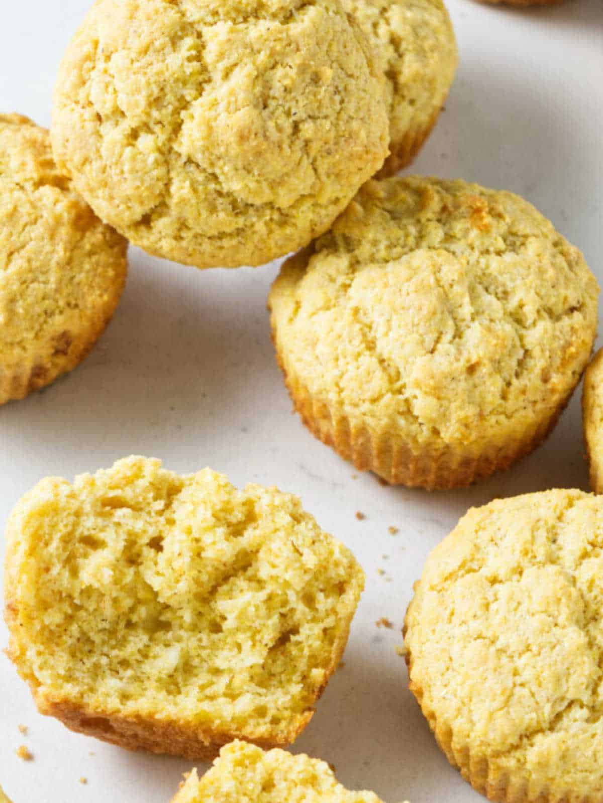 cornbread muffins on a white background.