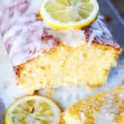 lemon bread on a serving platter.