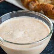 preferment levain in a bowl waiting to be used.