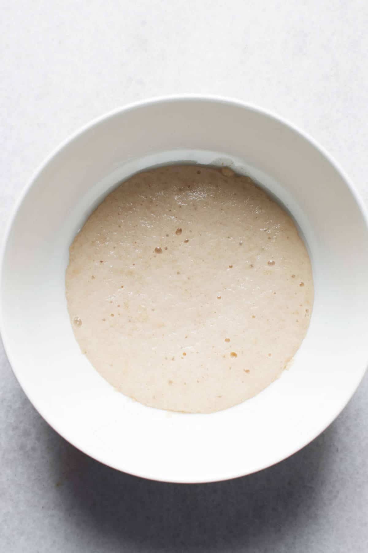 developing yeast sponge in a bowl.