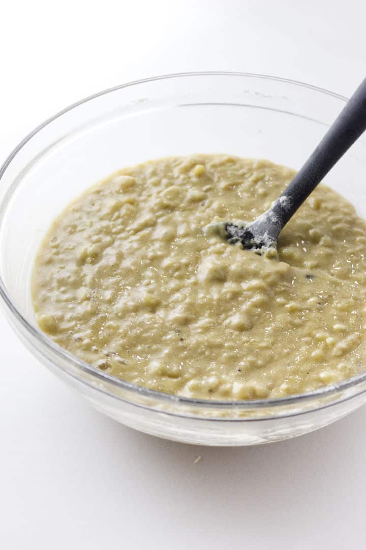 Mixed batter ready to pour into loaf pans.