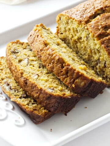 sliced banana pineapple bread.