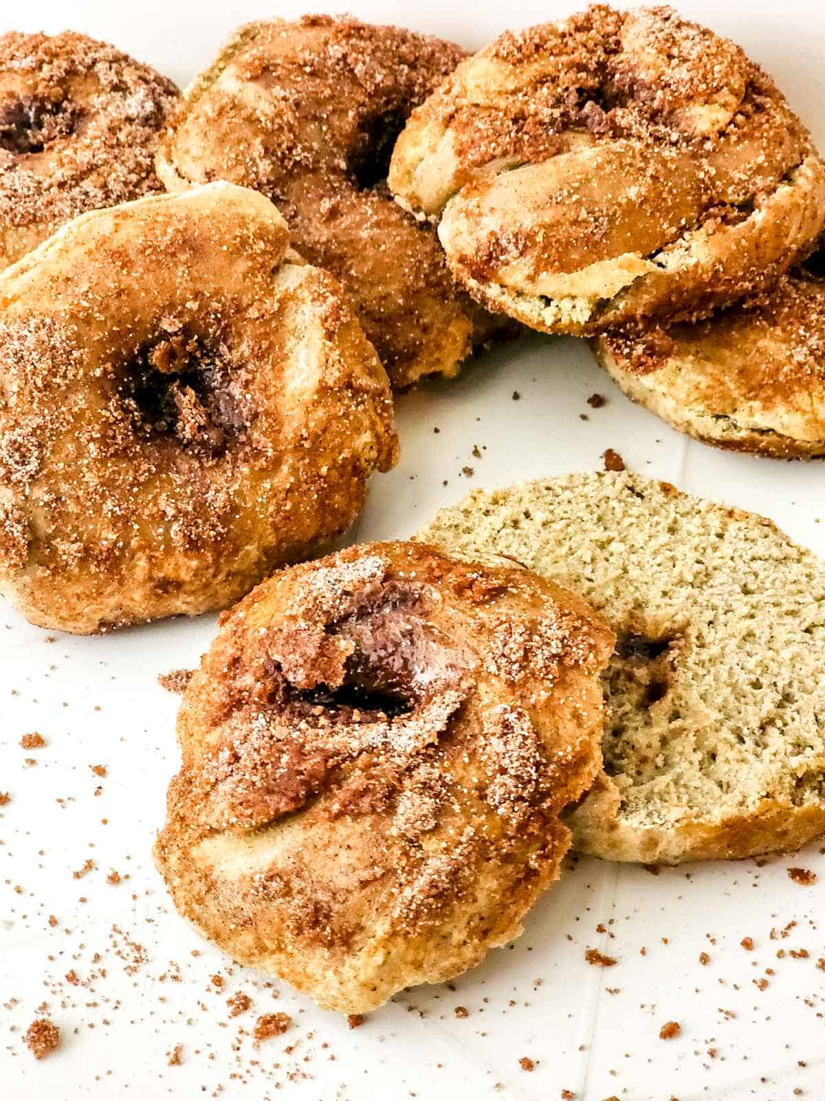 cinnamon bagels fresh from the oven.