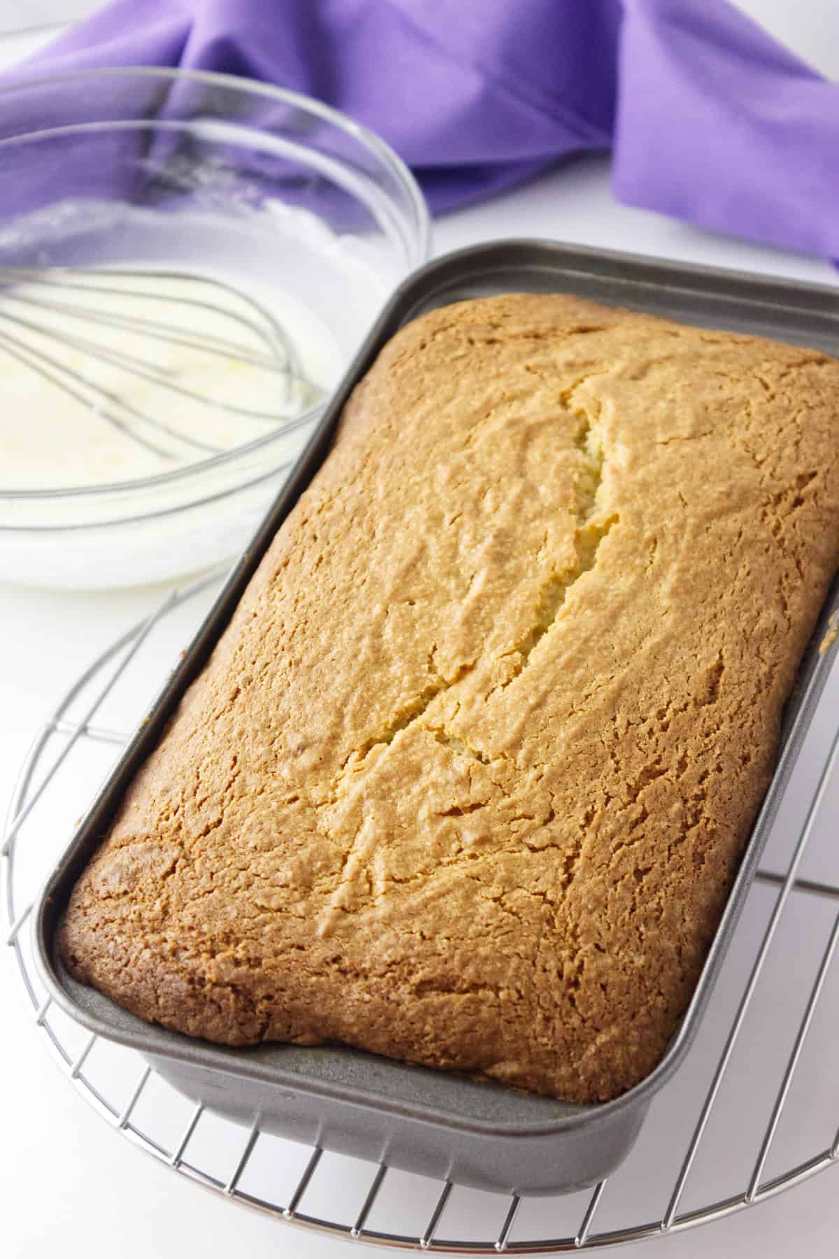 fresh loaf of quick bread from the oven.