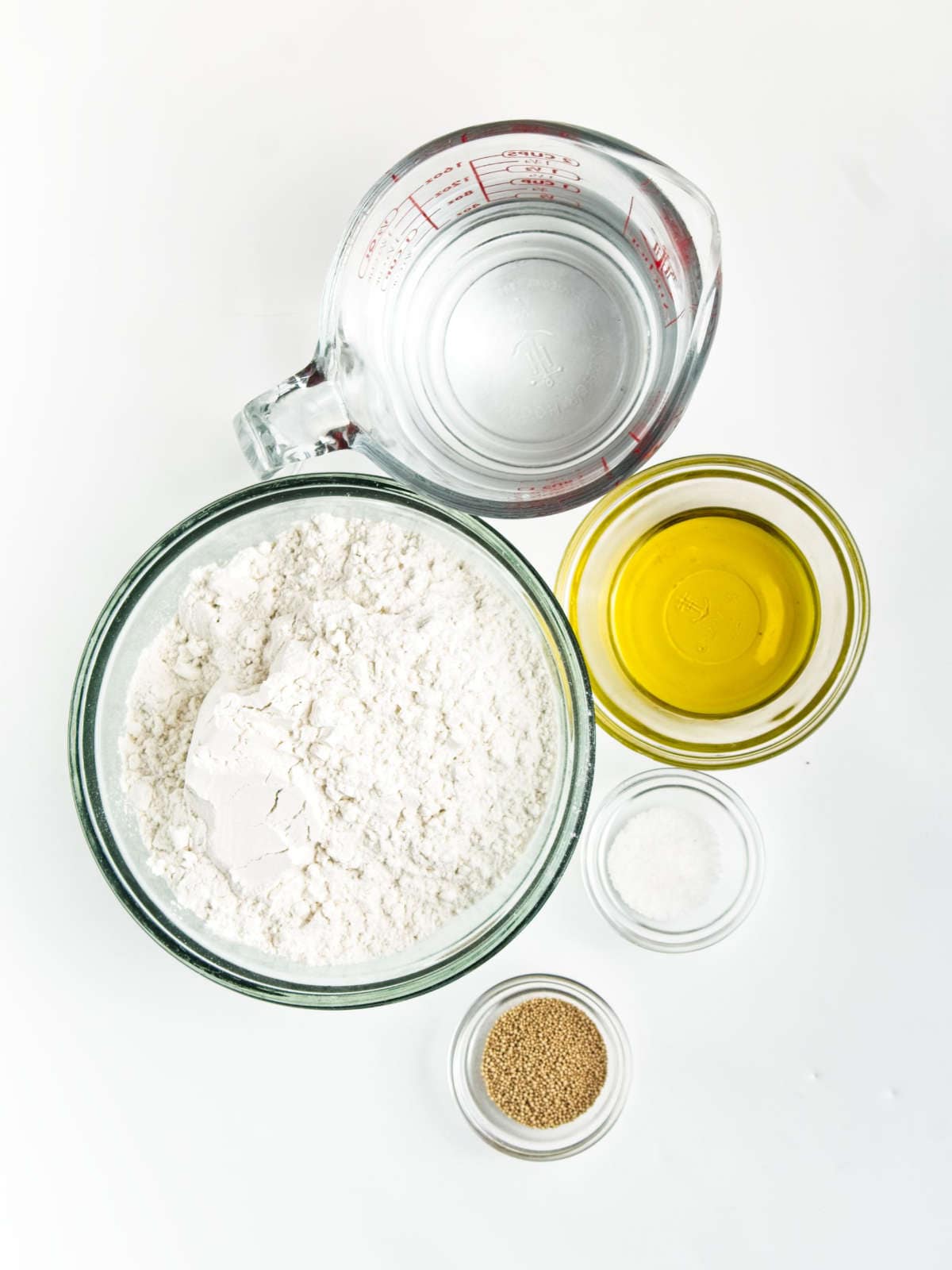 ingredients for mini pita breads.