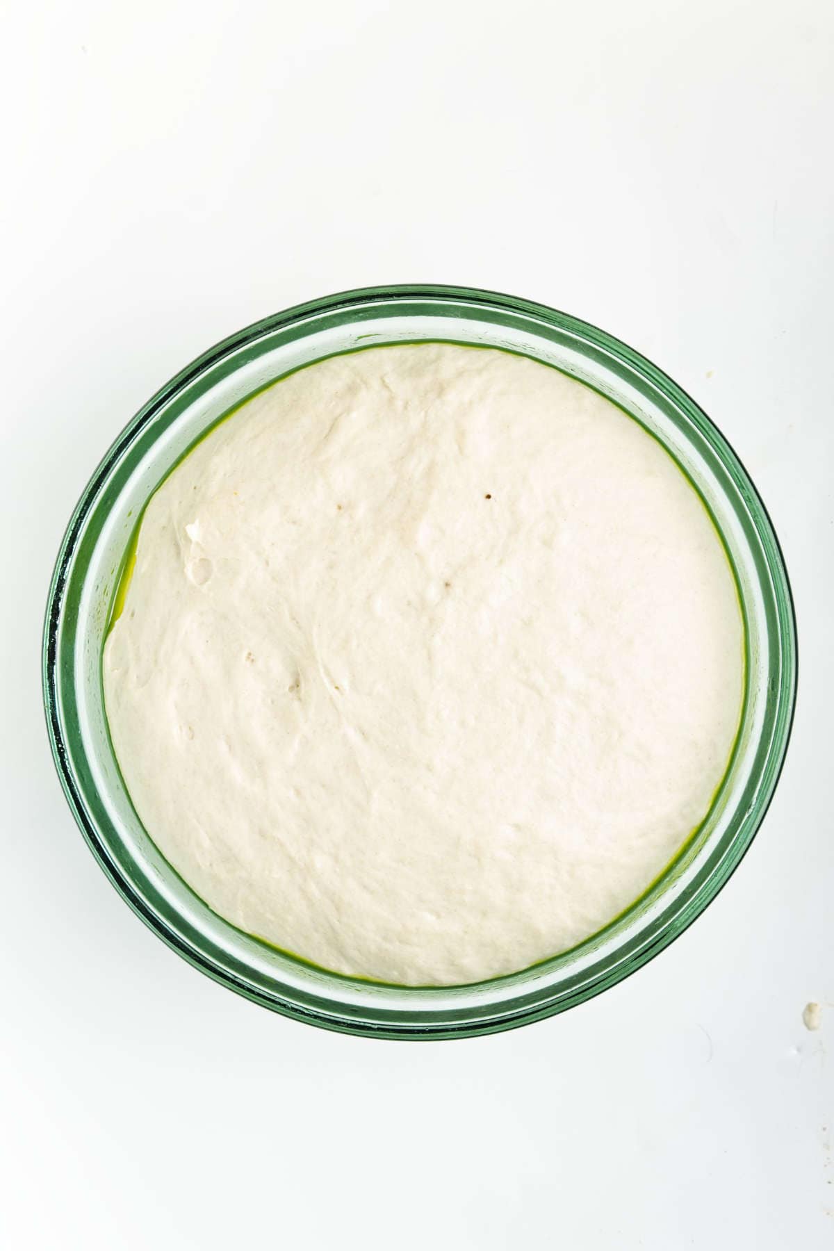 bulk risen dough in a bowl.