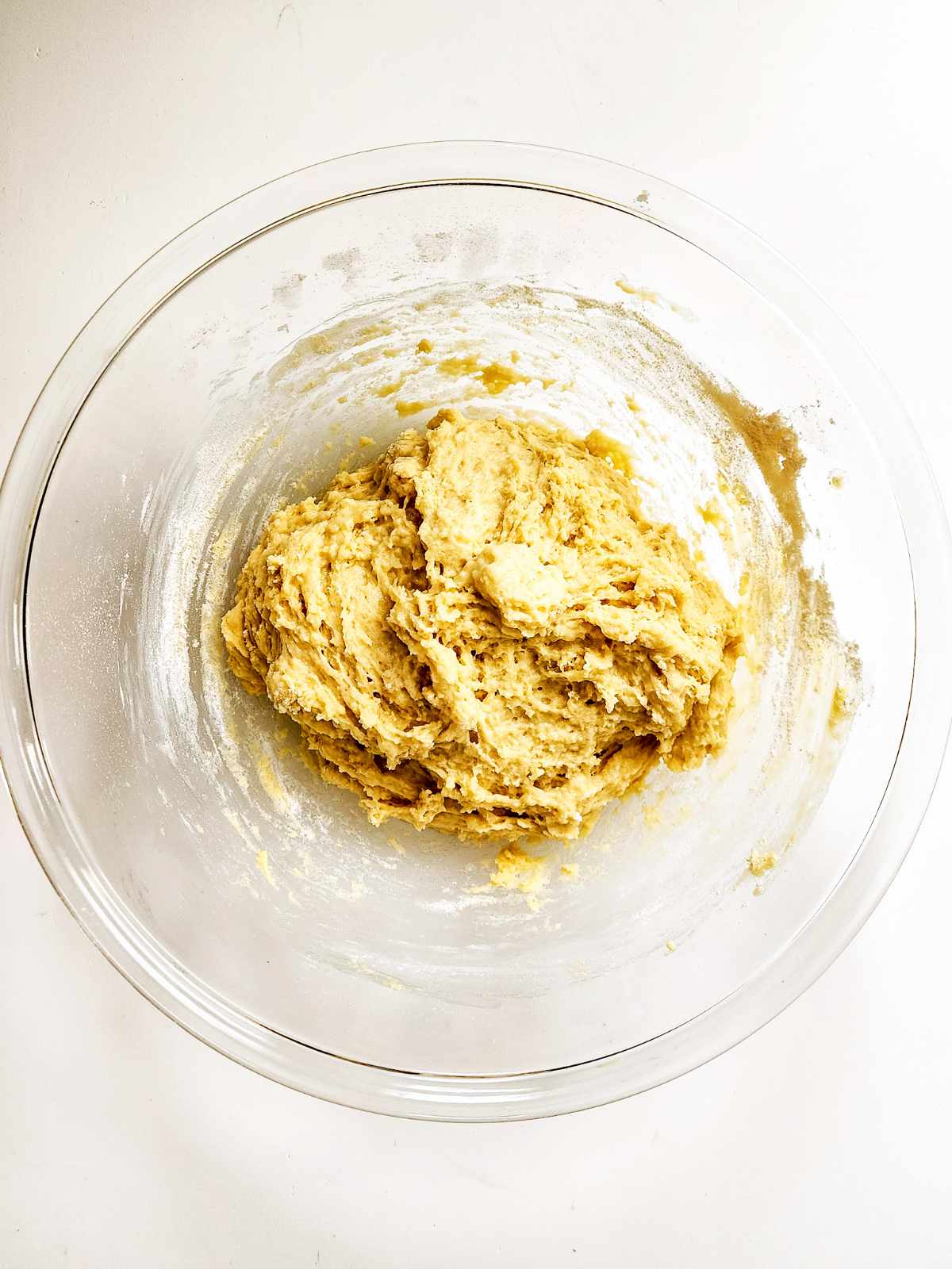 sticky mixed dough in a bowl.