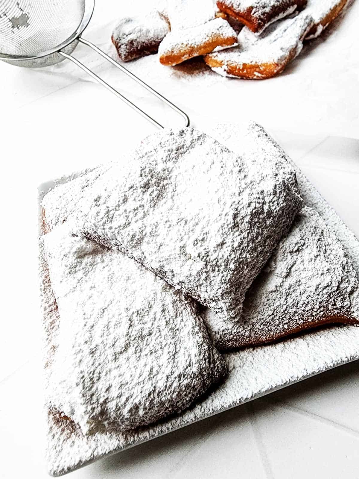 Sugar dusted New Orleans beignets.