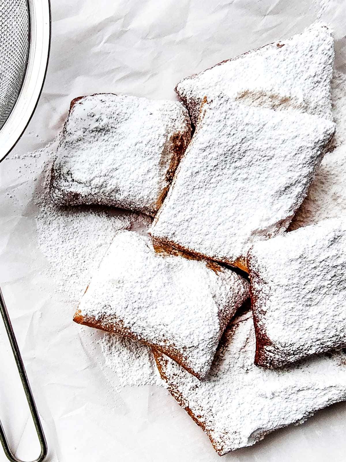 Sugar dusted New Orleans beignets.