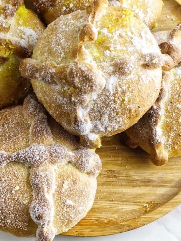 baked pan de muerto - day of the dead bread.