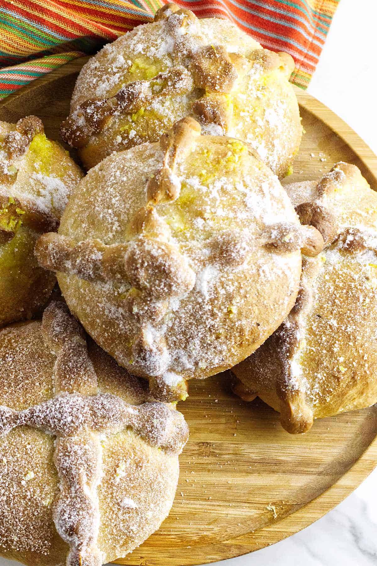 baked pan de muerto - day of the dead bread.