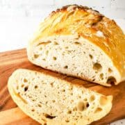 large round sourdough discard boule.