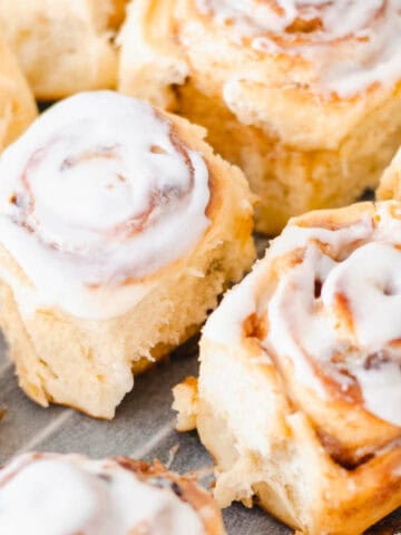 iced sourdough discard cinnamon rolls.