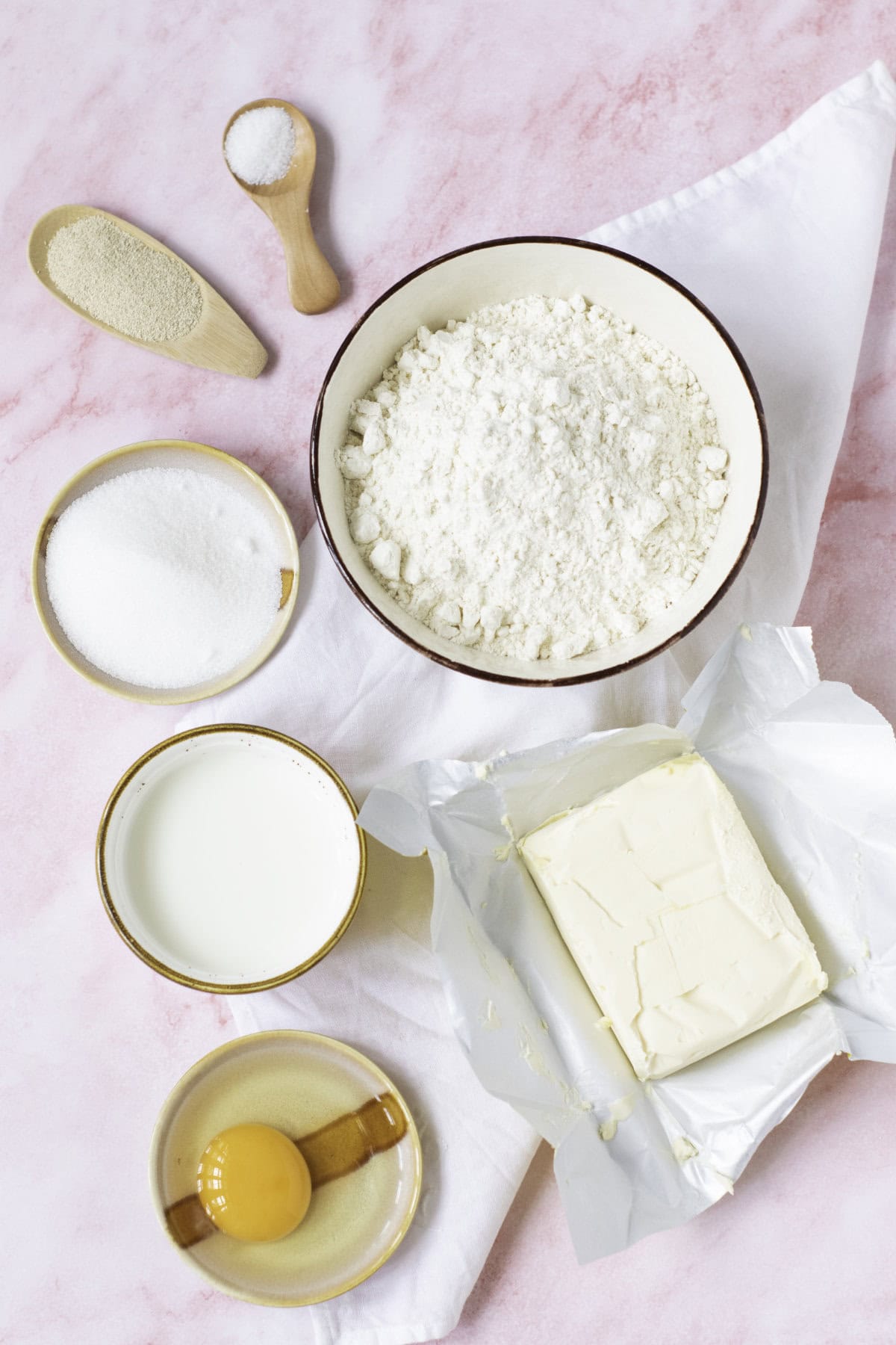ingredients for making croissants.